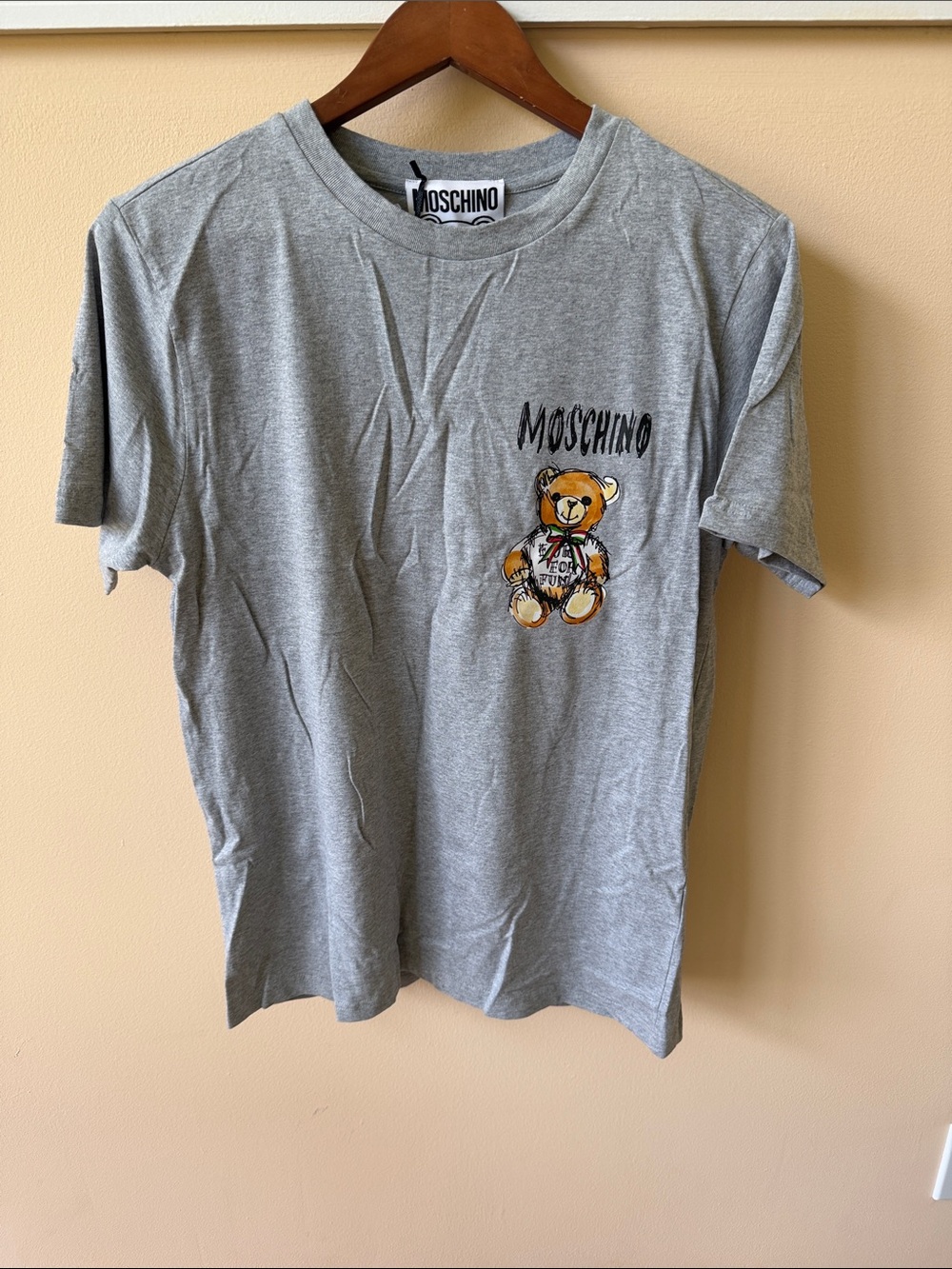 NWT Moschino Couture Gray Tee with Teddy Bear Graphic